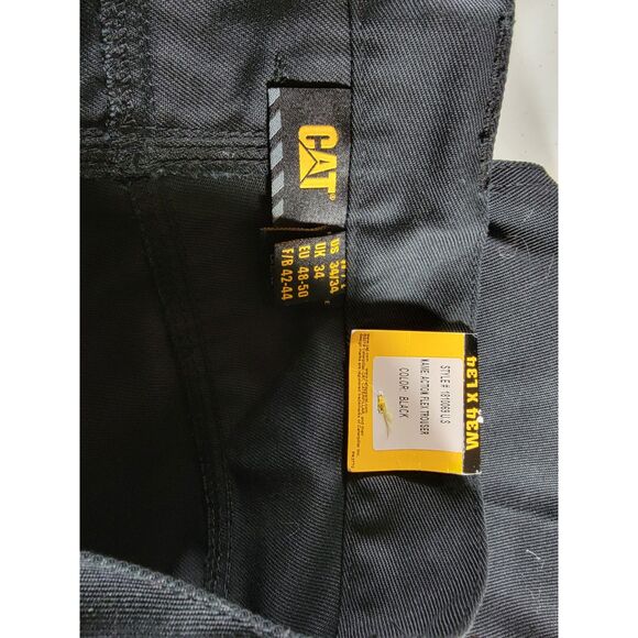 NWT CAT Action Flex Double Knee Men's Black Trouser Work Pants - 34 x 34 - Picture 8 of 9